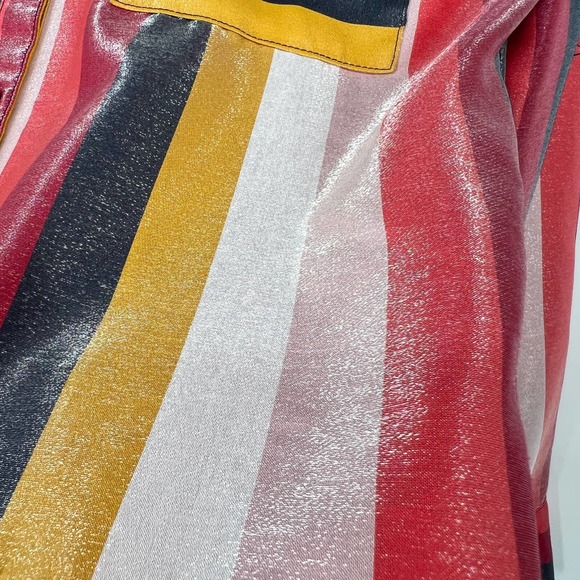 Express Portofino Womens Size Small Slim Shiny/Shimmer Stripe Blouse Shirt Top - Picture 5 of 6